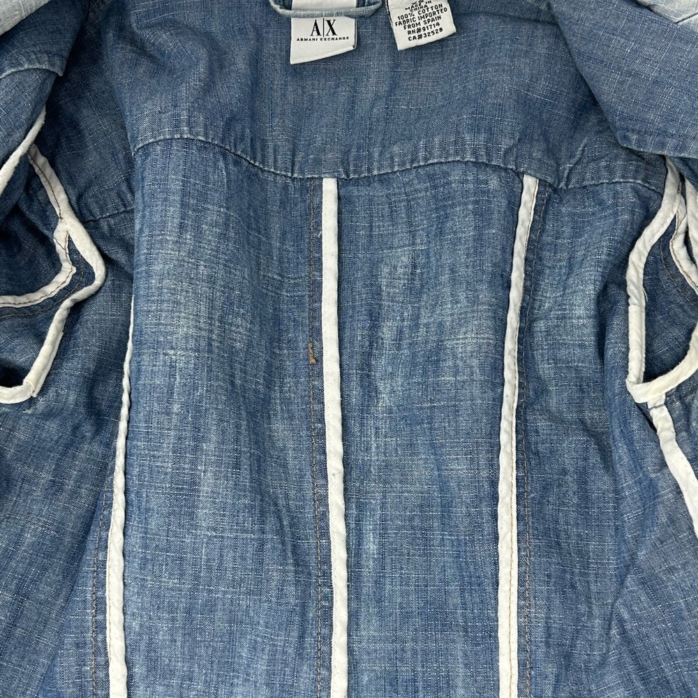 Vintage Y2K Armani Exchange Denim Jacket‎ fitted blazer XS - Picture 5 of 8